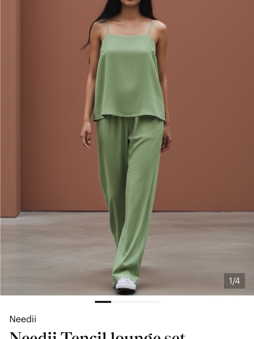 Olive Green Wide-Leg Lounge Pants Set